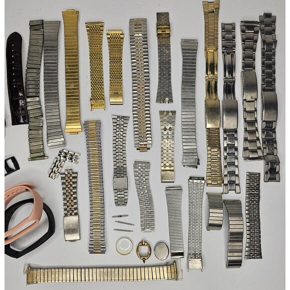 1.5 Pounds Watch Band Bundle Lot DIY Craft Project Repair Steampunk Vintage - Picture 3 of 10